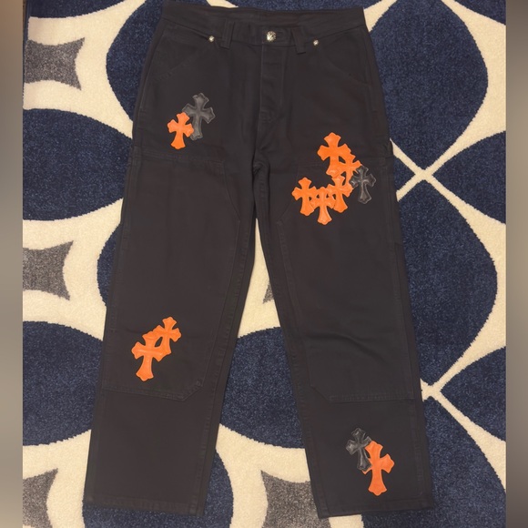 Chrome Hearts Black Cross Patch Carpenter Pants Mens Size 34 - Picture 1 of 4